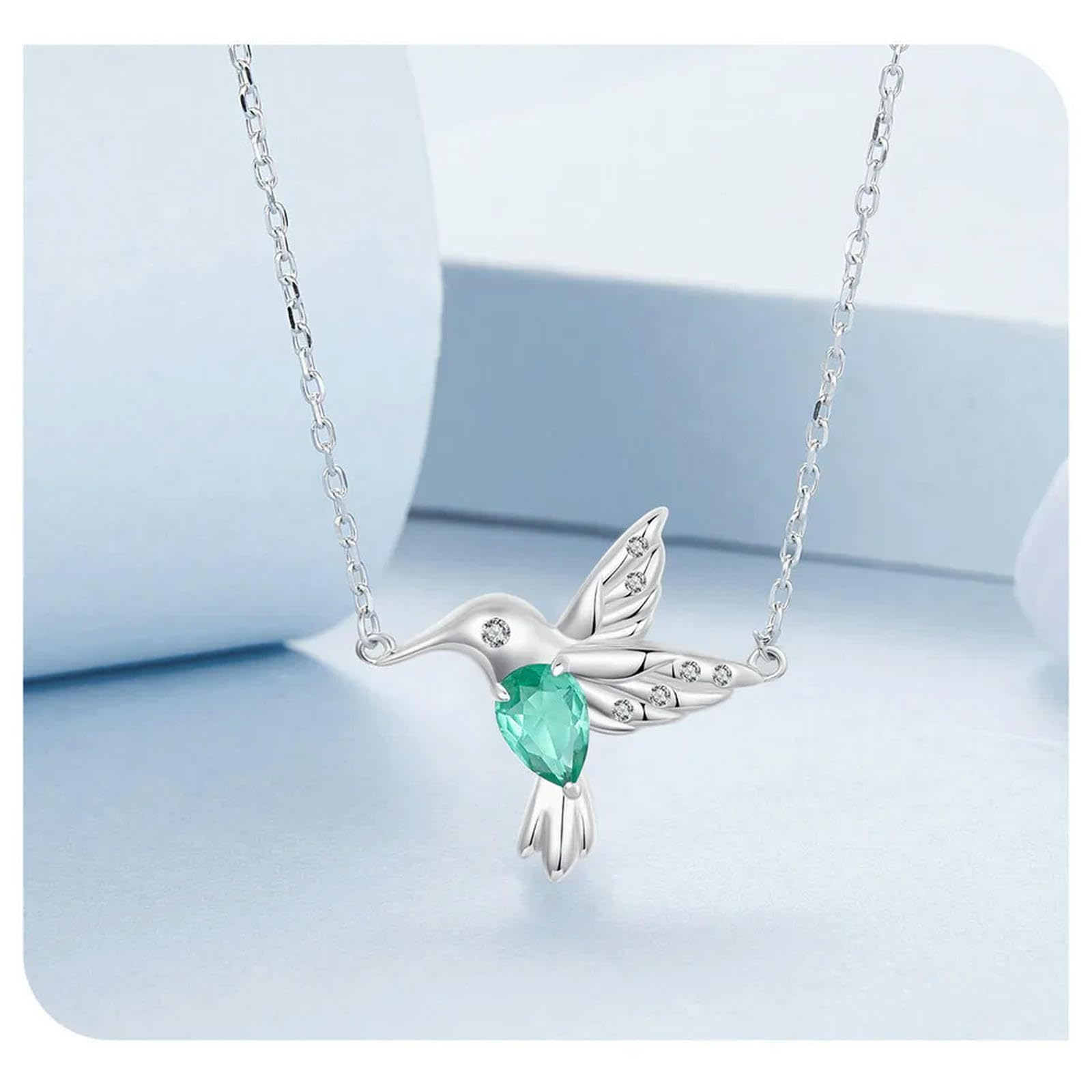 Collar De Colibrí De Oro Blanco Y Plata De Ley 925 Con Colgante De Pájaro, Cadena Para El Cuello Para Mujer, Joyería Fina Para Fiestas, Regalo