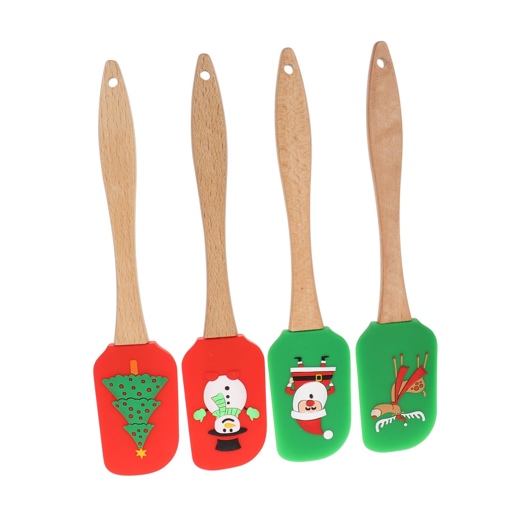 BESTonZON 4piezas Espátulas De Silicona Para Pasteles Mango Herramientas De Repostería De Navidad Raspadores De Crema Para Decoración De Tartas Utensilios De Cocina Coloridos y Prácticos