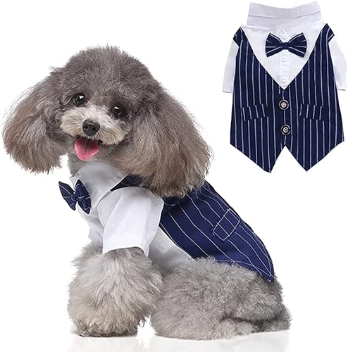 Camisa para perro, ropa de esmoquin para mascotas, traje de graduación con pajarita, ropa formal para perros con corbata, cachorro príncipe boda,