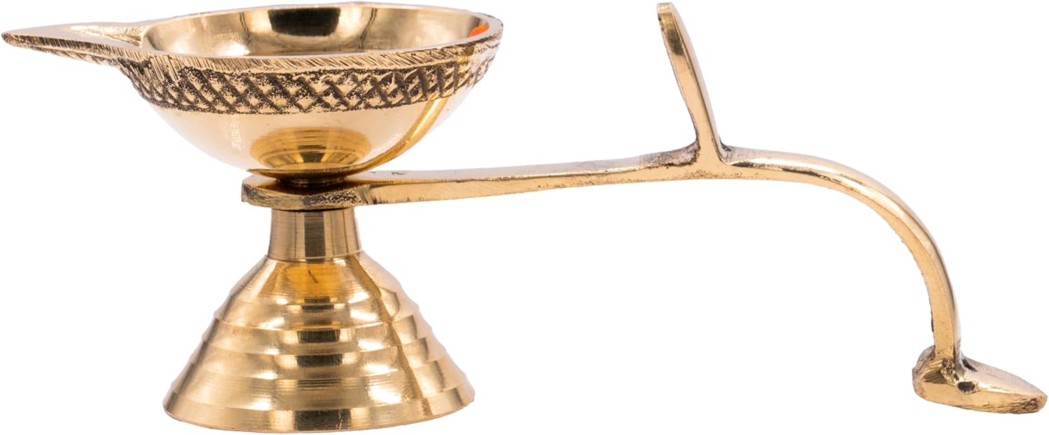 Traditional Brass Panch Aarti Diya for Puja Essential Pooja Article for Aarti Arti Deepak Deepam for Home Temple Décor Accessory Gifts (Panch Aarti Diya)