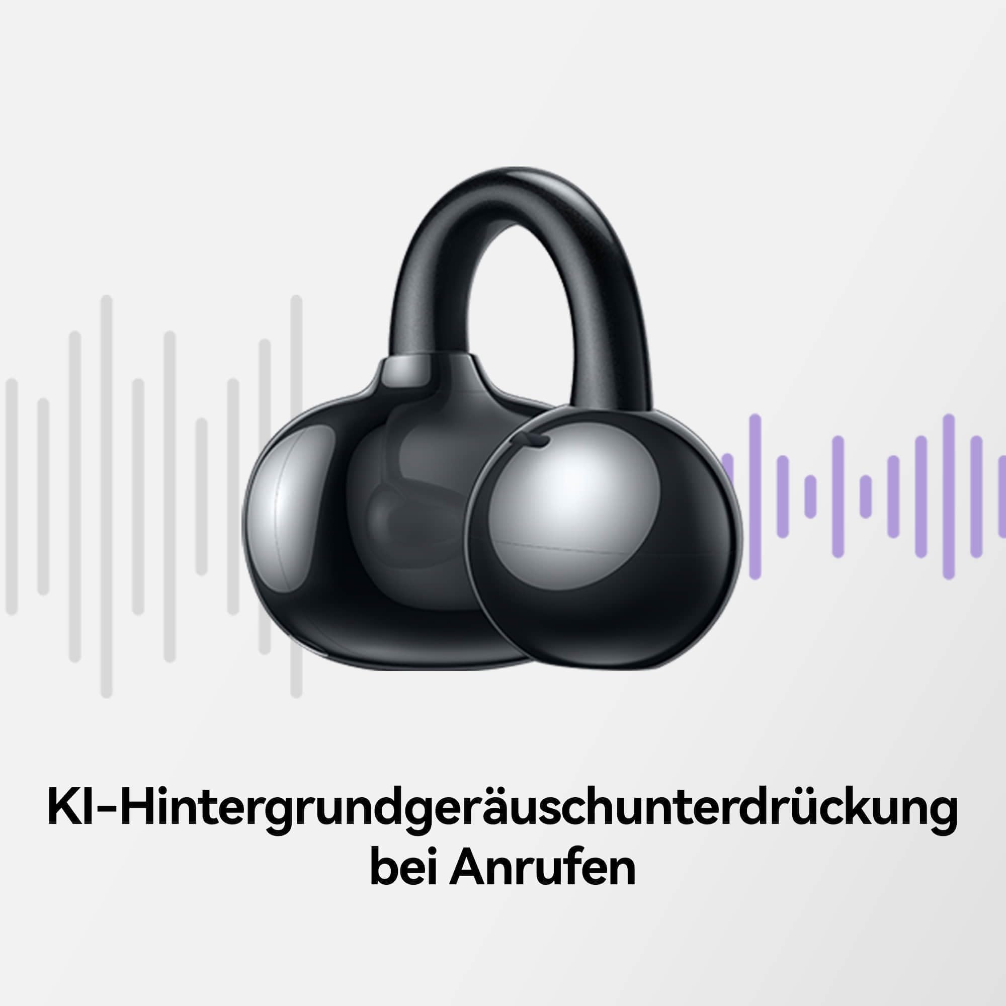 HUAWEI FreeClip, kabellose kopfhörer mit Innovatives Clip-Design, Intensives Open-Ear-Hörerlebnis, KI-Hintergrundgeräuschunterdrückung bei Anrufen, Superlange Akkulaufzeit, Android™&iOS, Schwarz