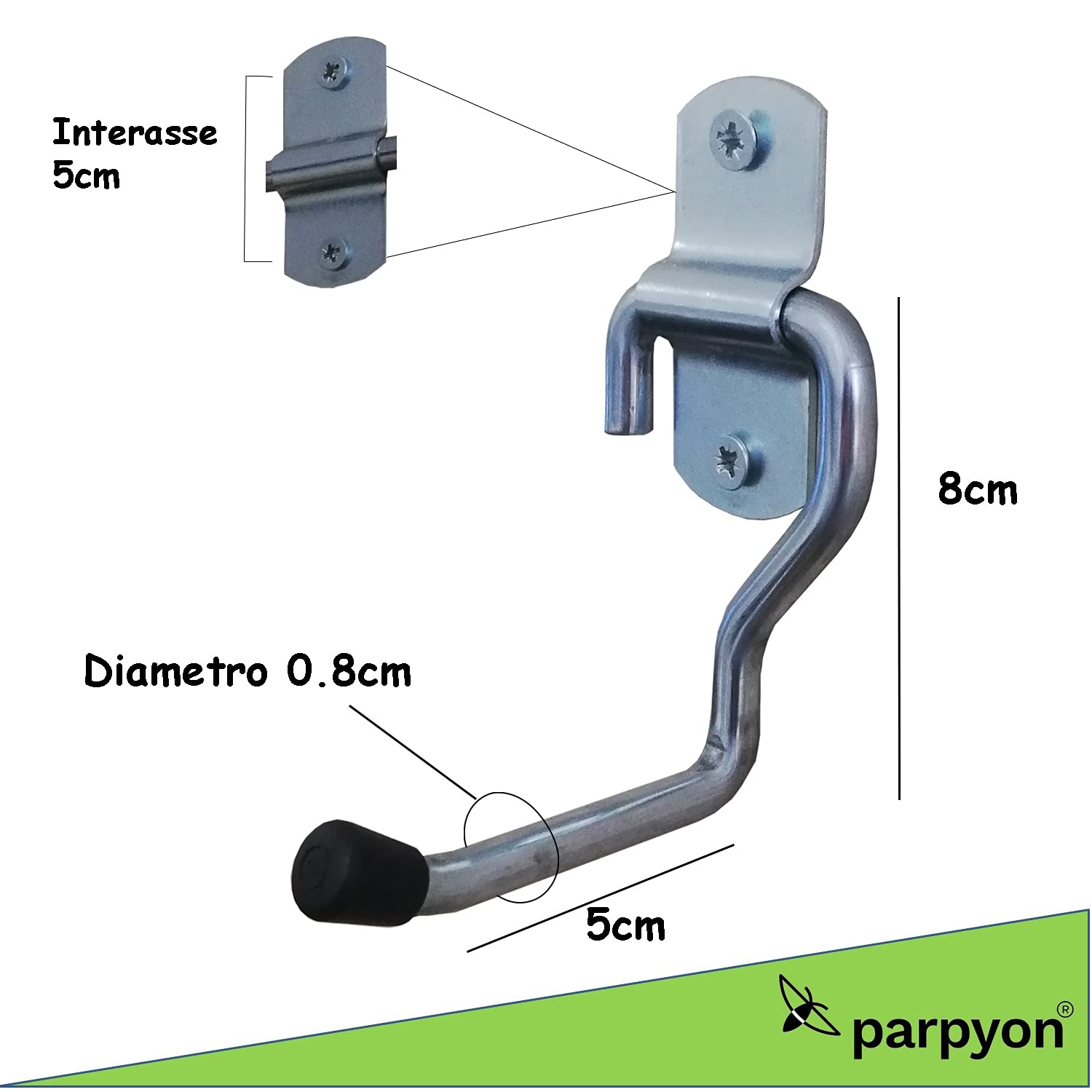 2 Ganci Muro In Acciaio Zincato Per Attrezzi - Supporto Parete Per Garage E Giardino Porta 10kg - Foto 10