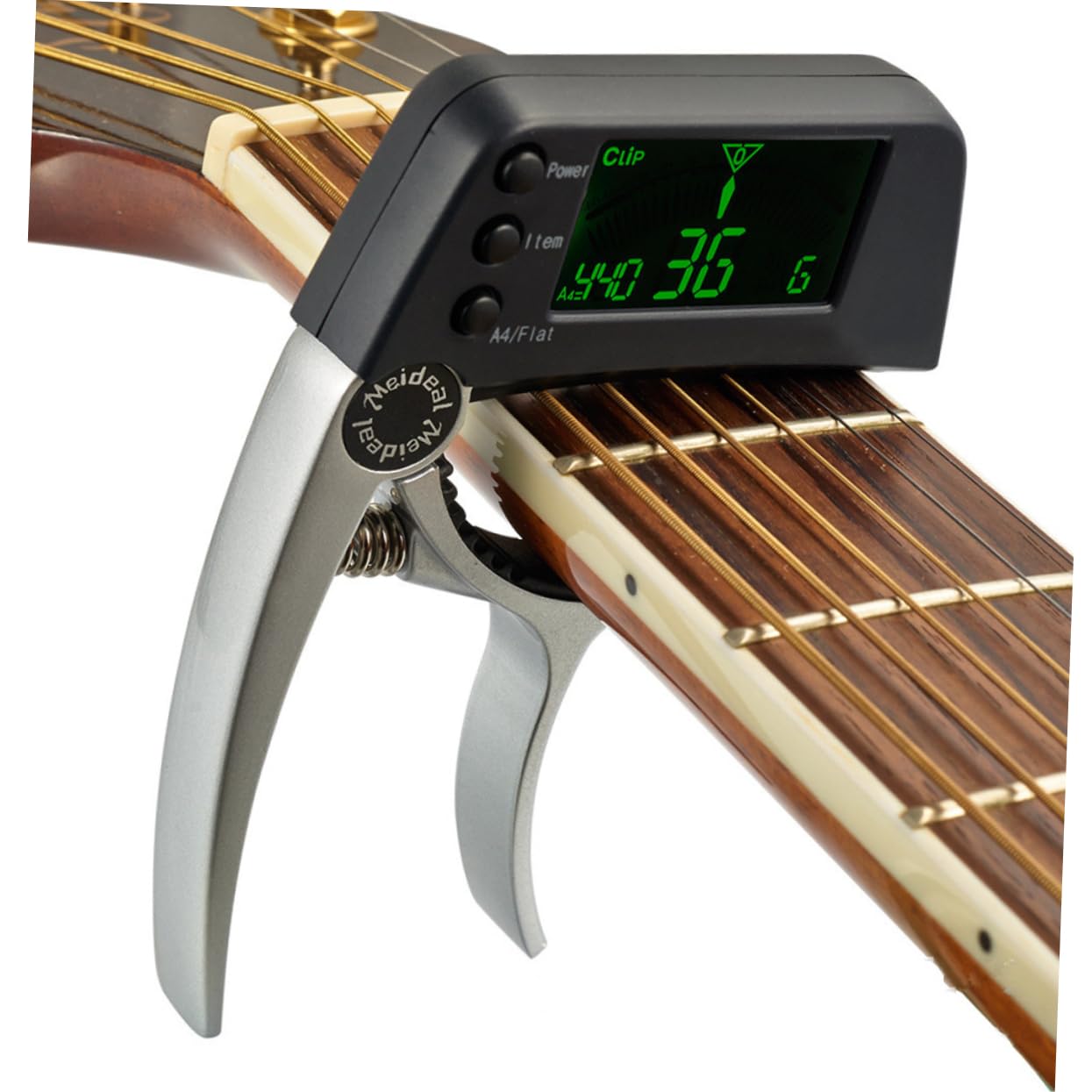 HEMOTON 3stücke Elektronisches Stimmgerät Und Kapodaster Für Akustik-gitarre Ukulele Und Banjo Präziser Clip Tuner Mit Lcd-anzeige Silber
