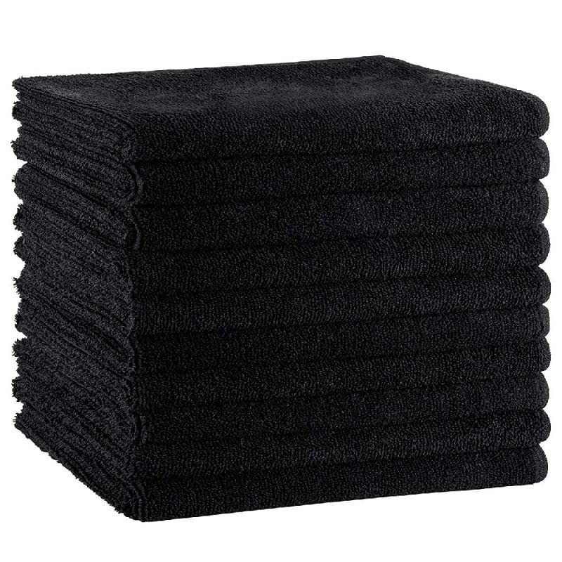 Lot de 10 Serviettes Microfibre Noires Cheveux 50x80 cm