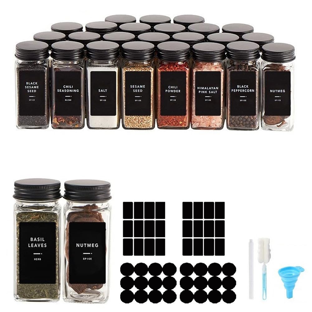 Rangement épices cuisine avec ce lot de 24 bocaux carrés verre 120 ml et tamis