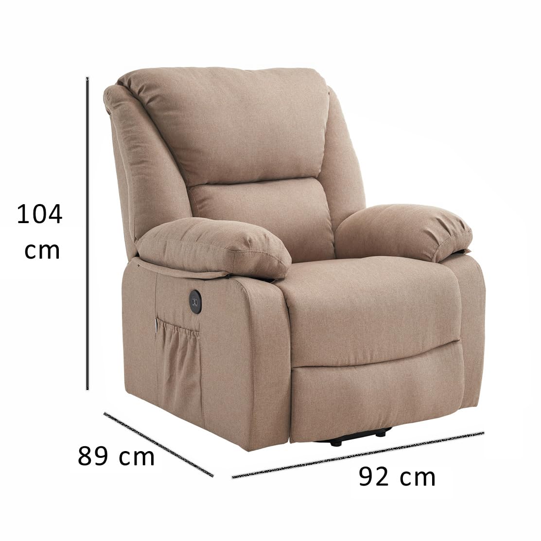 ECODE Poltrona Relax Alzapersona Elettrica Massaggiante, Reclinabile e Riscaldante con Poggiapiedi – Offerta Poltrona-Letto Per Anziani da Interno, Soggiorno o Salotto con Vibro Motori (Grigio)
