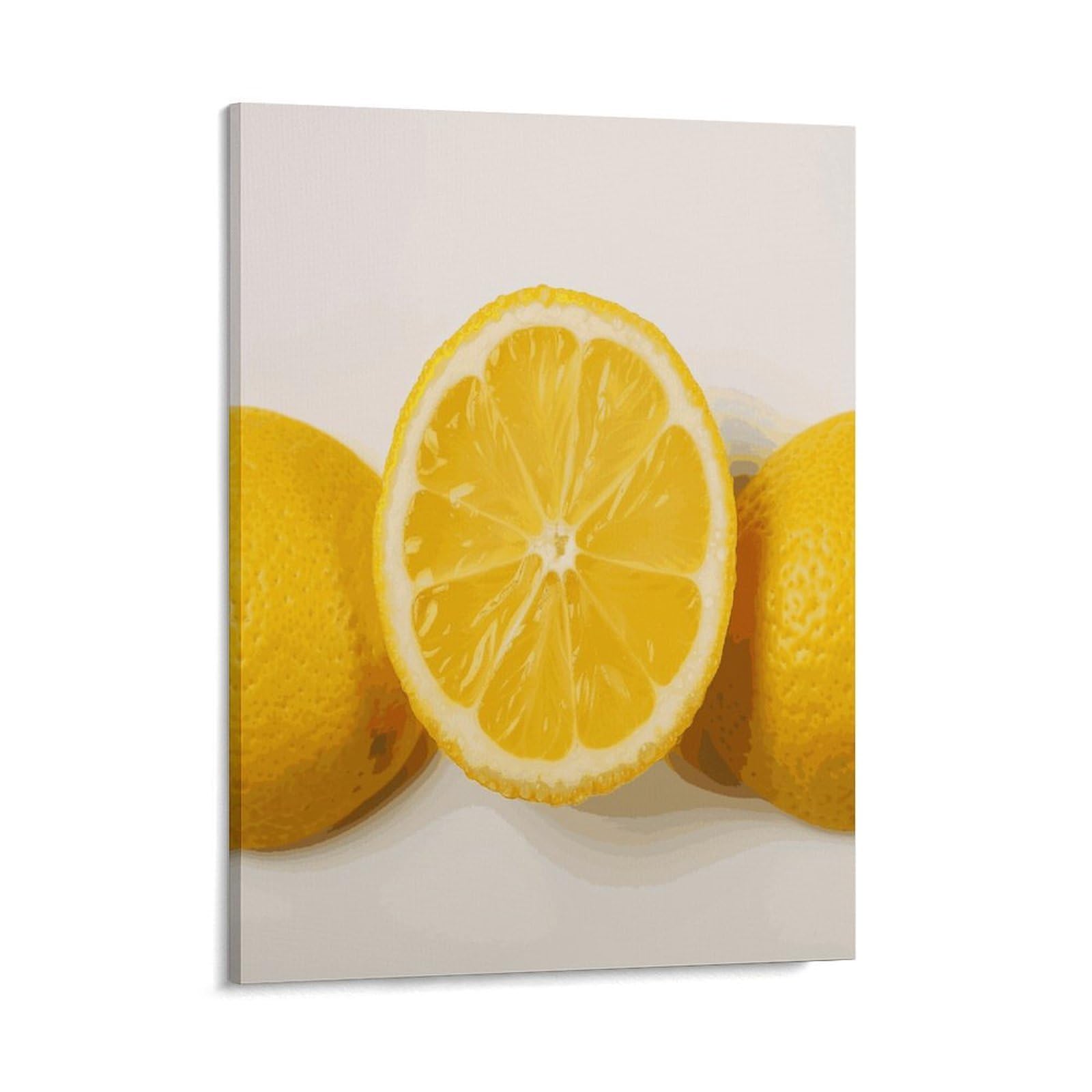 Adfgyerh Style Summer Lemon Wall Art Framed,Canvas Prints Ready To Hang Home Decor,Canvas Wall Art For Living Room Hallway Office Wall Decor 08X10inch(20X25cm)