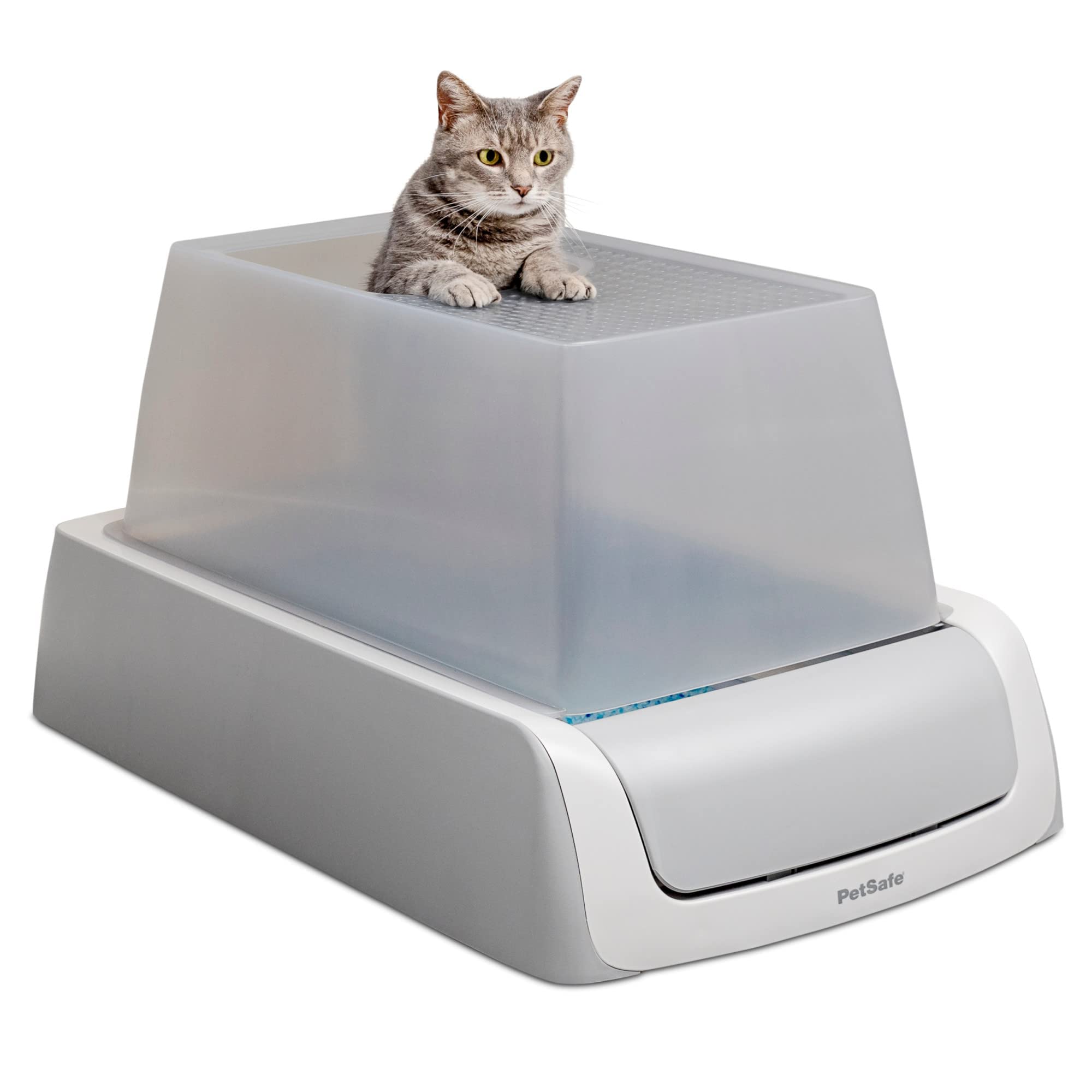 ScoopFree Crystal Pro Legacy Self-Cleaning Automatic Litter Box - Top-Entry Motion-Sensing Cat Box with Integrated Health Counter - Includes 1 Disposable Crystal Litter Tray