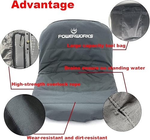 Miniatura 6 de POWERWORKS Funda de asiento para cortacésped, impermeable, de lujo, tamaño mediano, negro