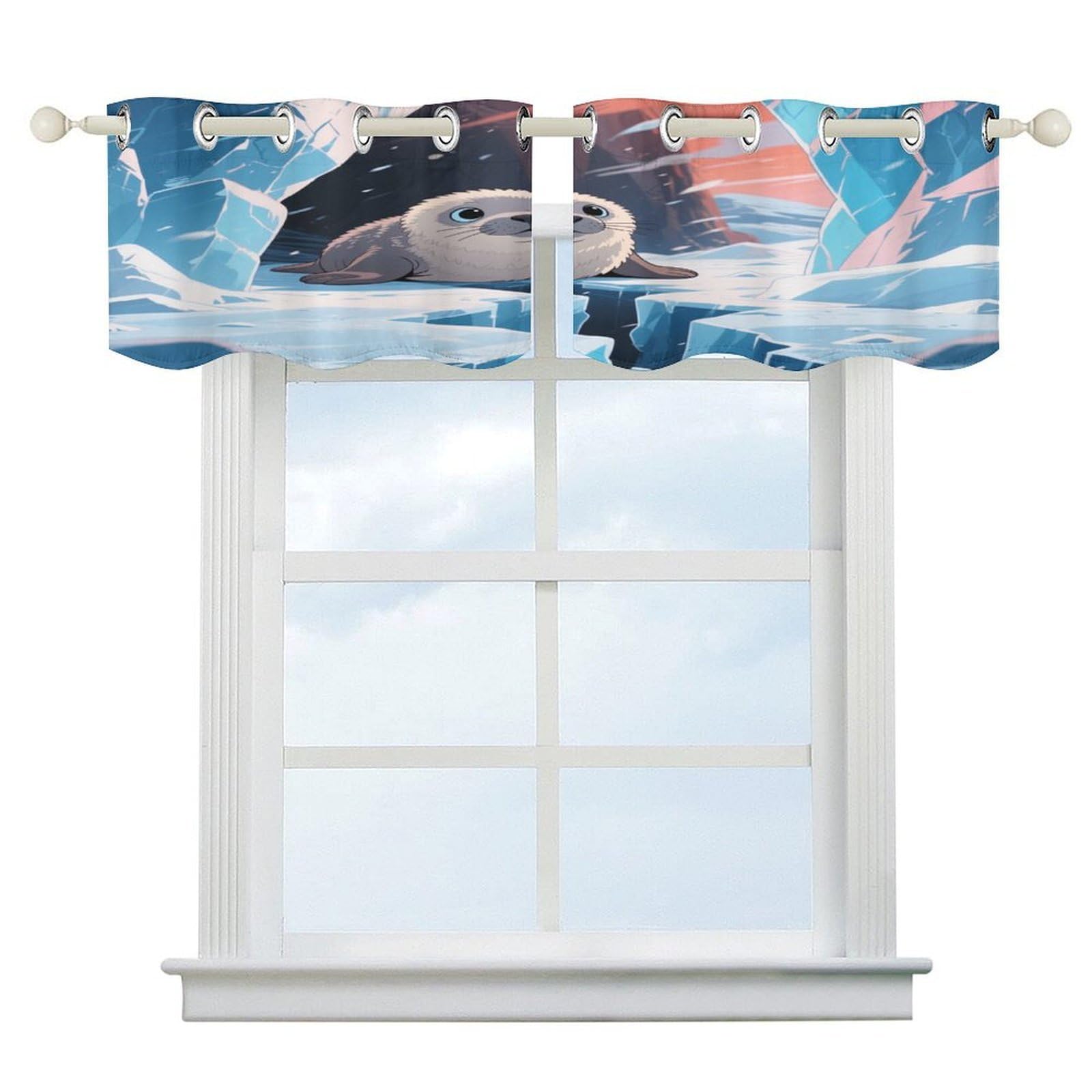 Fekiloot Style Ice Field Seal Short Curtains Valance Curtain