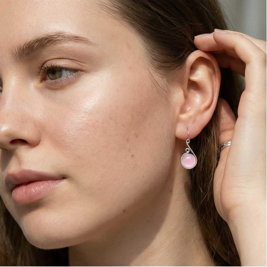 Handmade 925 Sterling Silver Overlay Drop Dangle Earring Natural Gemstone Carnelian, Crystal, Moonstone, Turquoise Round Boho Jewelry For Women