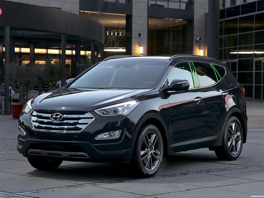 Rvinyl Pillar Post Window Trim Compatible with Hyundai Santa Fe 2007-2012 - Gloss (Black)