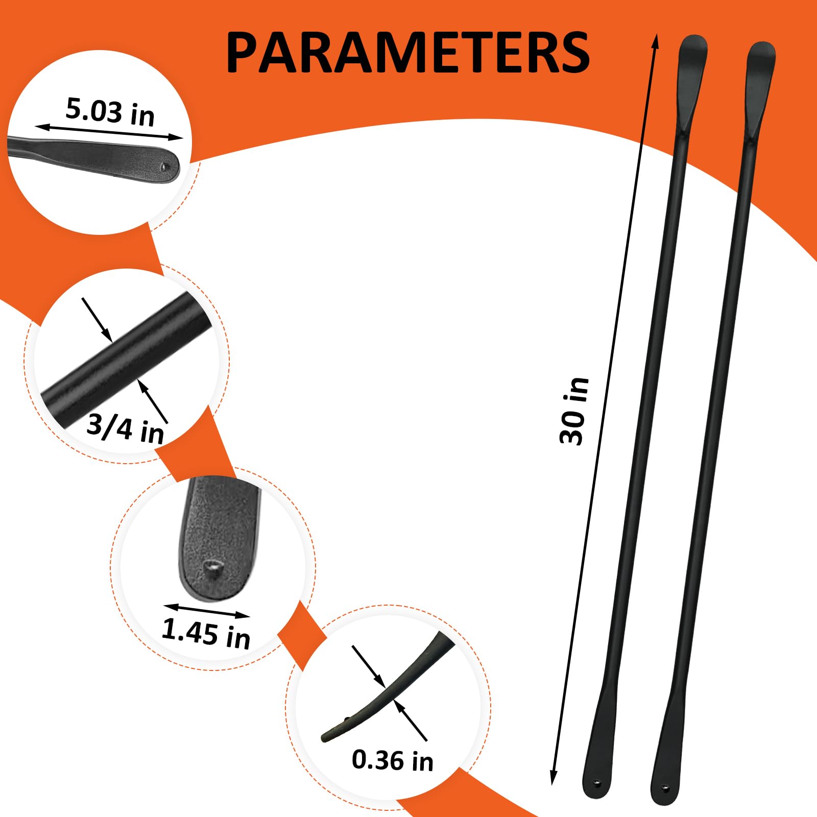 YAYOINTO - 2 piezas de hierro de montaje y desmontaje de neumáticos, barras de neumáticos para semirneumáticos, herramienta de extracción de cambio de neumáticos para neumáticos sin cámara, cucharas