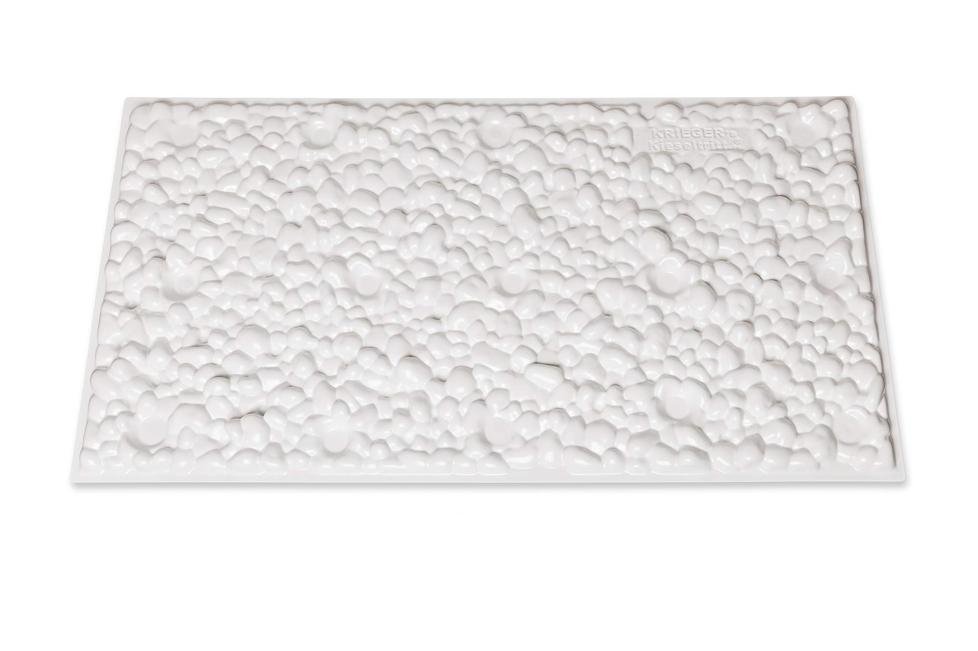 Fußreflexzonen Massage Platte/Matte zur Akupressur – Fußmassagematte zur Reflexzonenmassage & Entspannung/Fußreflexzonenmatte/Akupressurmatte - Fit mit Krieger’s Kieseltritt® 100x50cm weiß