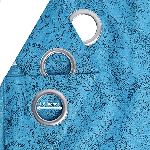 Image of Homestan Abstract Design Velvet Long Door Curtains 9 Feet Long Set of 2 with Stainless Steel Grommets for Home Decor (9 X 4.5 Feet, Aqua)