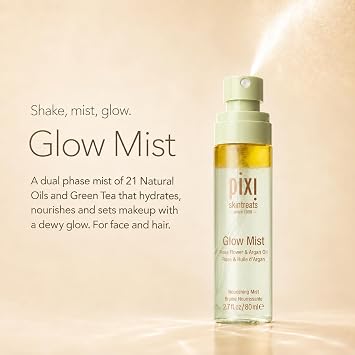 Pixi Beauty Glow Mist | All-Over Mist For Luminous Complexion | Set & Refresh Makeup | Hydrate Skin With 21 Natural Oils | 2.70 Fl Oz