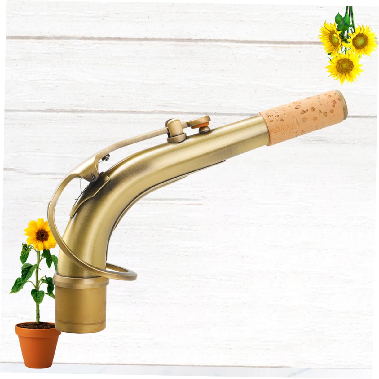 Collo Sax Alto in Ottone 24, 5mm, Testa Curva per Sassofono | Finitura Oro Antica, Lavorazione Laccata, per Contralto e Saxes Contralto, Accessorio Strumentale