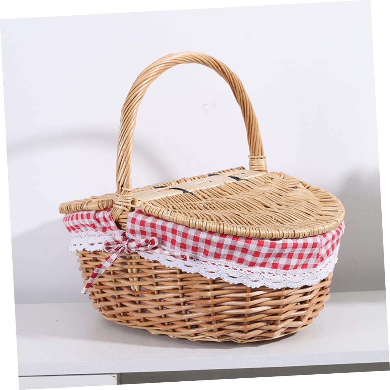 Woven Picnic Basket Handles Portable Storage for Fruits and Vegetables Rustic Design for Outdoor Gatherings and Road Trips