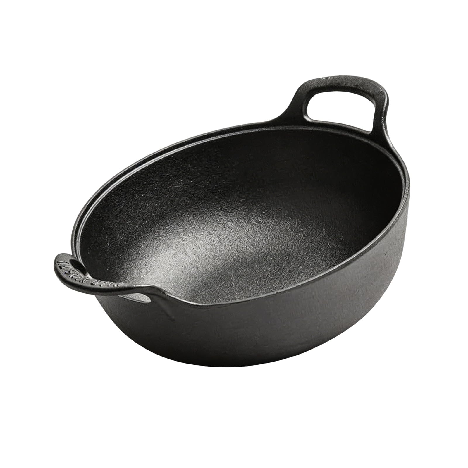 PURPLELILY Professional Cast Iron Wok Pan with Double Handle Multipurpose Saute Pan Frying Pots for Stir Fry and Sauteing Stovetop to Oven Fryingpan