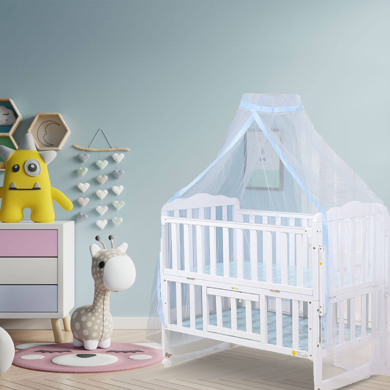 Mosquitera para Cama De Niños Jugando/Lectura, Redondo Malla Cortinas Mosquitera Dosel Tienda, Decoración del Dormitorio, Gran Transpirabilidad,Protección contra Insectos,Encaje Azul