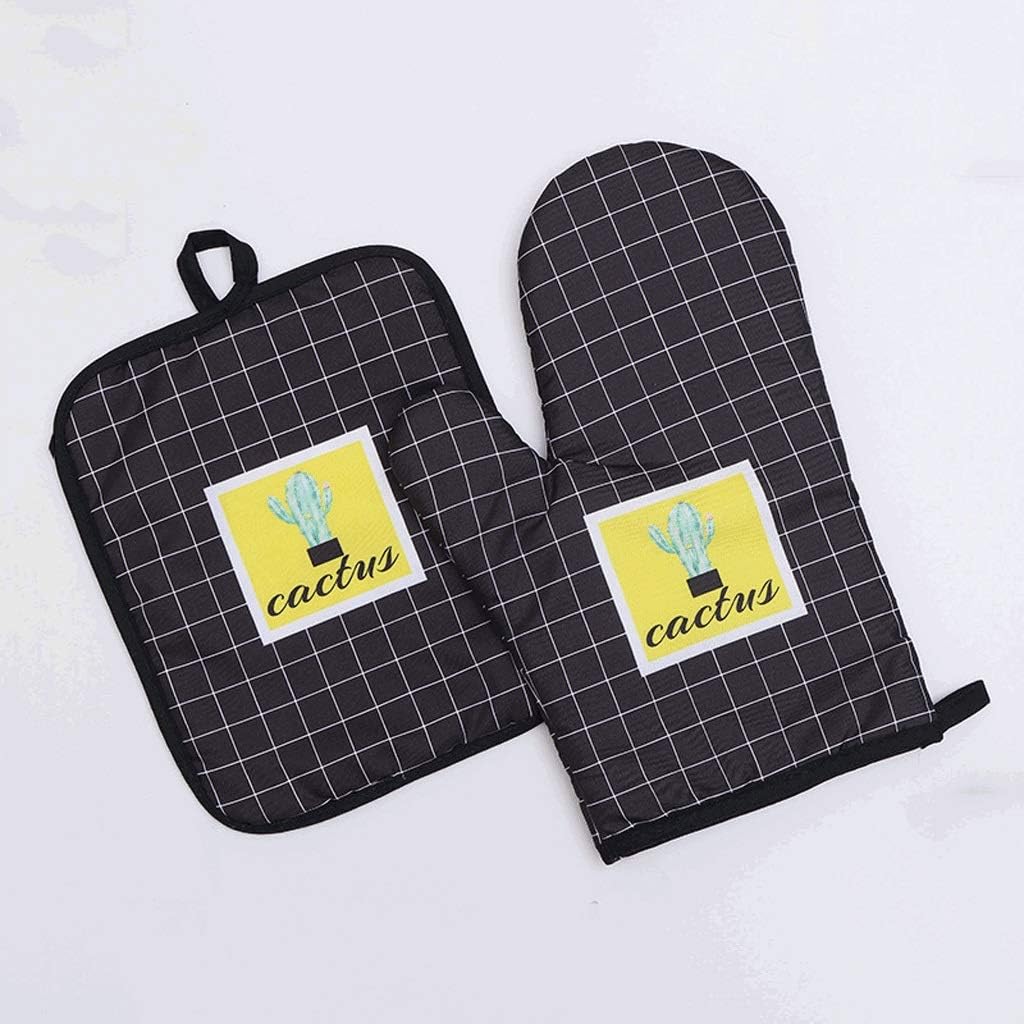 サボテン断熱高温手袋 ツーピース電子レンジ オーブンベーキンググローブ 断熱マット 電子レンジ用手袋