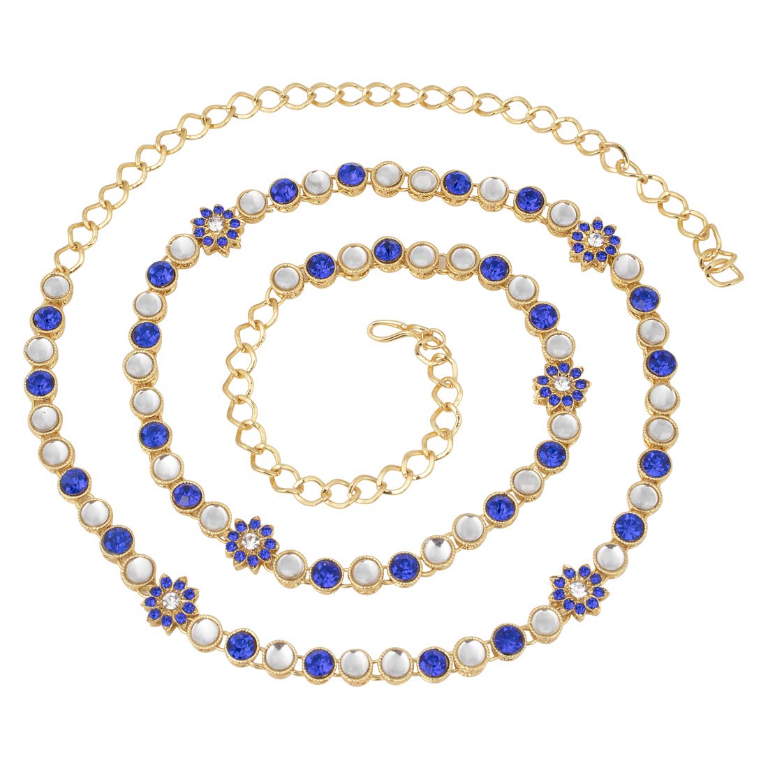 Peora Traditional Jewellery 18K Gold Plated Blue Kundan Waist Belt Kamarband Belly Chain for Women Girls (B07N68GXN1) Amazon Price History, Amazon Price Tracker