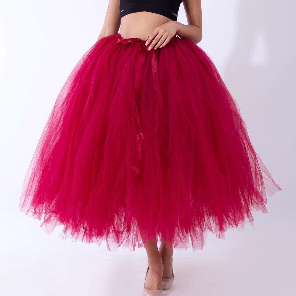 Falda midi de tul para mujer, falda larga de tul, elegantes faldas de fiesta de graduación, falda tutú cómoda con capas, falda de capas de color sólido para carnaval, graduación, moda para dama de