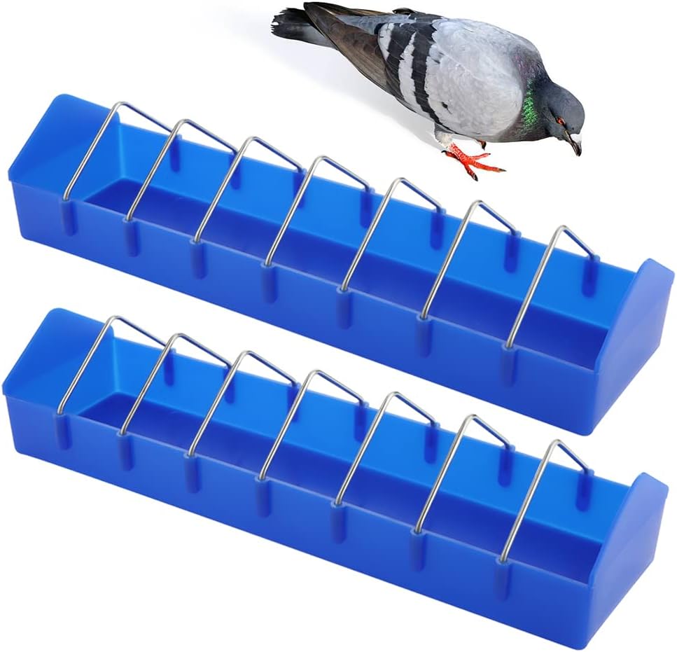 DQITJ 2 Pack Large Pigeon Feeder Thick Durable Slot Container Feeding Dish Food Dispenser Tool for Pigeon Chicken Duck Bird Poultry (Length: 16")