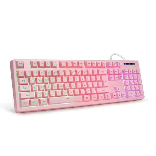 Amazon.in Buy HUO JI CQ104 Pink Gaming Keyboard LED Backlit, USB Wired