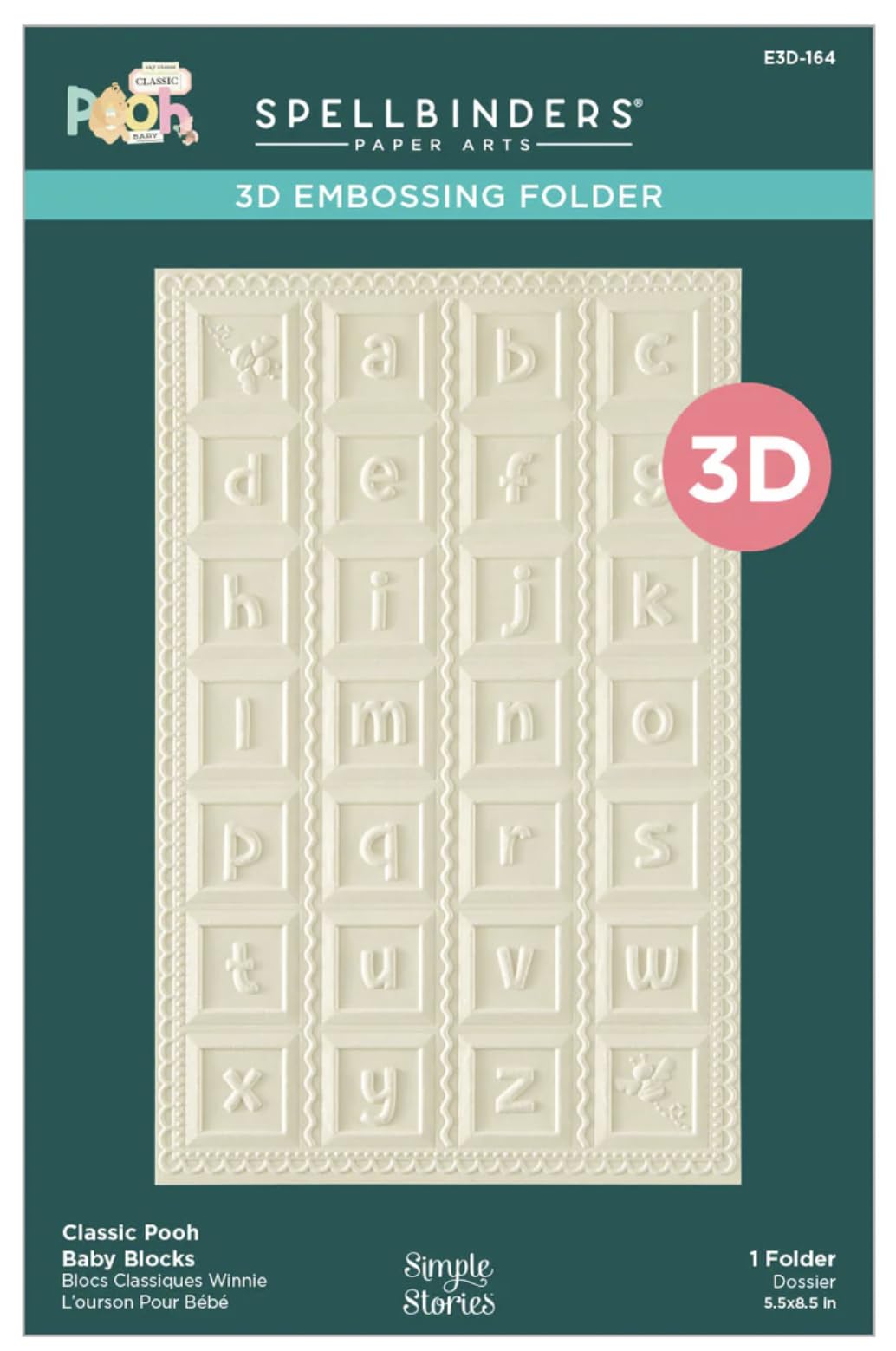 Classeur de gaufrage 3D Classic Pooh scrapbooking embossage Winnie l'Ourson Simple Stories