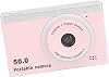 Digital Camera,50MP 1080P 8X Zoom Compact Digital Camera,Portable Front Rear Dual Cameras with Filter for Kids Photography (Pink)