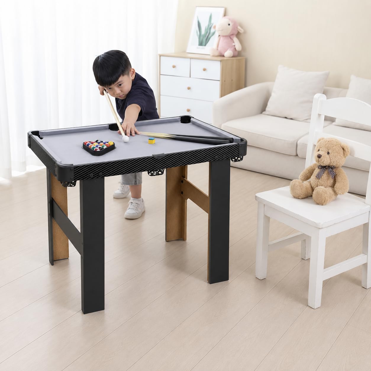predolo Mini Table Billard Américain Pliable Bois, 83 cm, Enfants & Adultes, Accessoires Complets