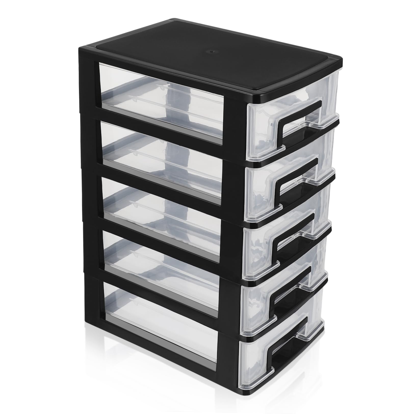 FAVOMOTO Drawer Storage Organizer, 5 Layers Clear Storage Cabinet Storage Bins with Drawer Desktop Organizer with Clear Drawers for Storage