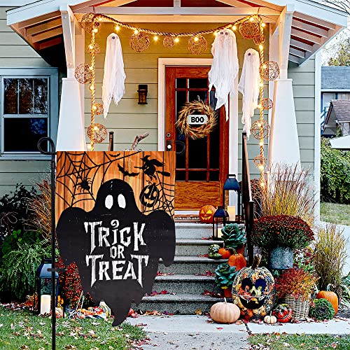Trick Or Treat 3D Halloween Garden Flag, Esttop 12.5X18 Inch Vertical Double Sided Applique Spooky Black Ghost Yard Flag, Halloween Decorations Outdoor, Rustic Farmhouse Decor For Holiday #TOP4