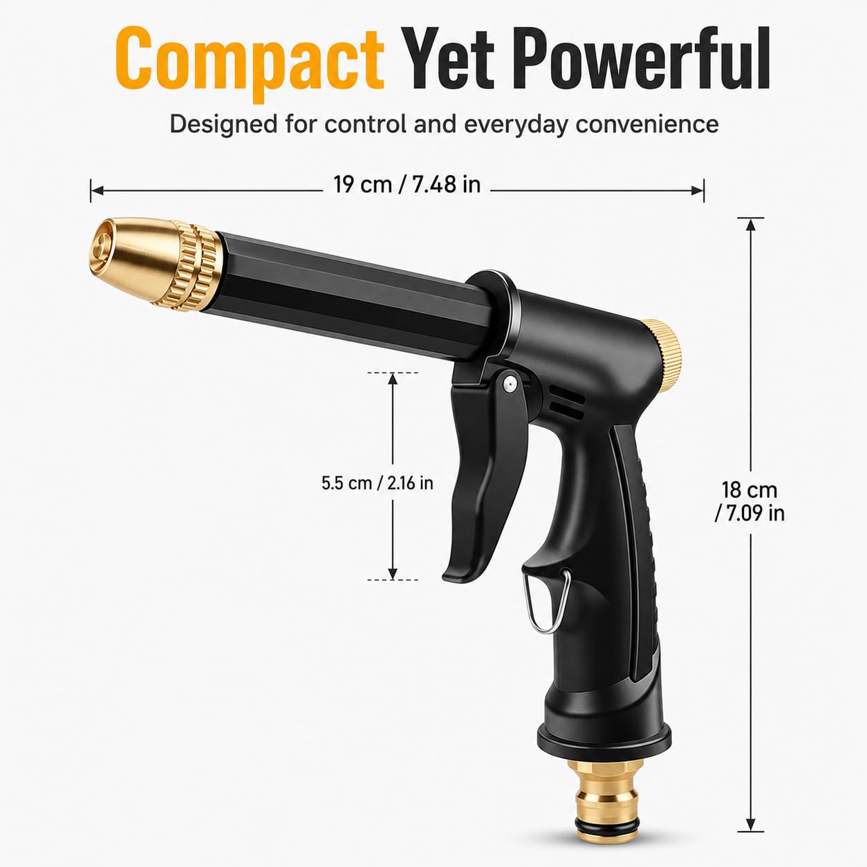 Strumento Multifunzione per Il Lavaggio dell'auto, Tubo Flessibile Regolabile con ugello a Getto, Potente idropulitrice ad Alta Pressione per Auto, Patio e spazi Esterni.,with 20m Hose