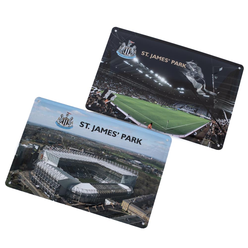 Newcastle United FC 2pk Deluxe Metal Stadium Photo Signs