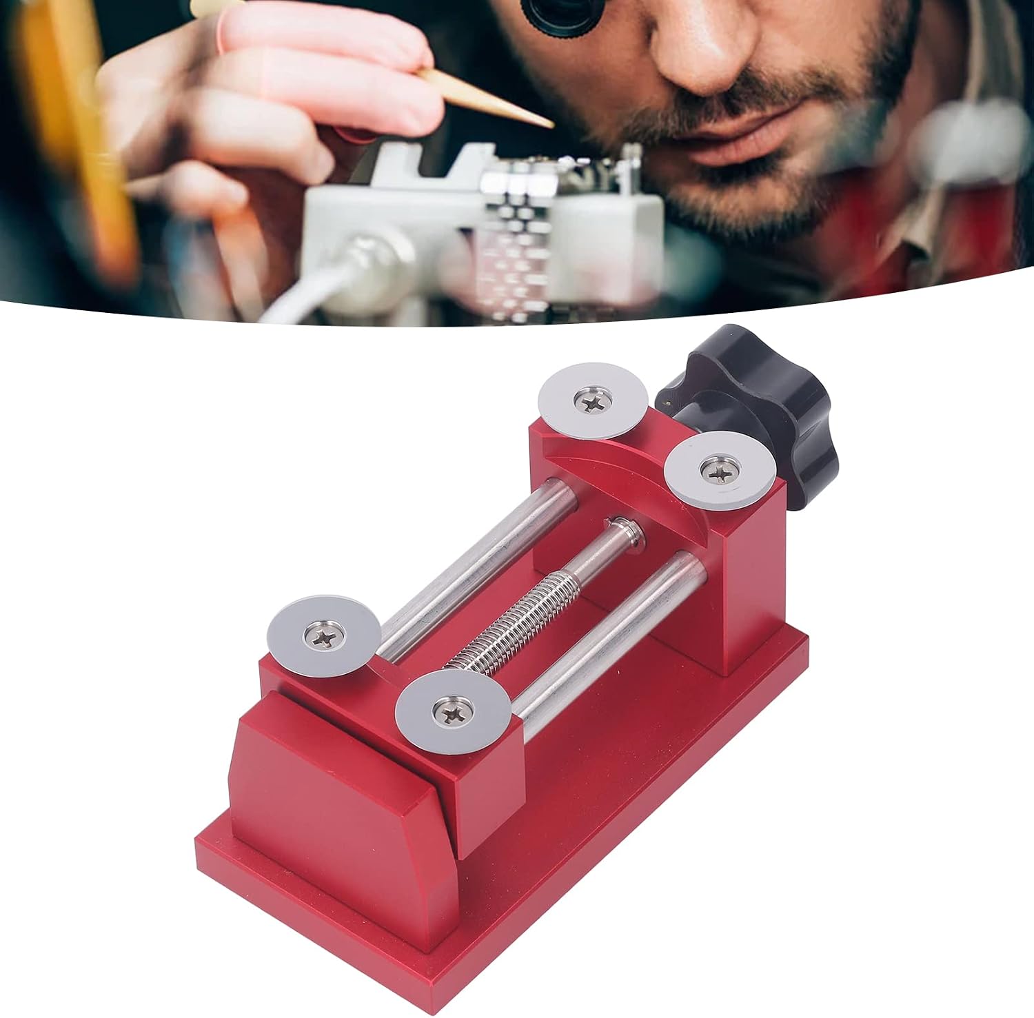 Professional Watch Bezel Removal Tool with 4 Round Blades, Opener Workbench Back Case Repair Machine for Watchmaker Maintenance