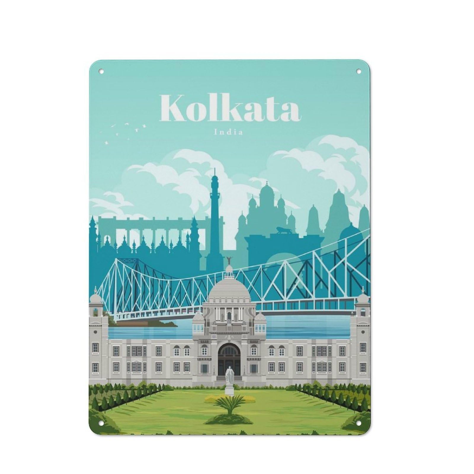 Junmoney Travel To Kolkata For Garden Room Or Summerhouse, Retro Tin Sign 40X30cm, For Garage, Workshop And Man Cave Decoration