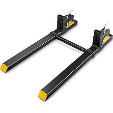 Pallet Forks 60" 4000 Lbs Max, Clamp On Tractor Bucket Forks With Adjustable Stabilizer Bar, Heavy Duty Front Loader Forks, Fork Attachment for Skid Steer, Loader Bucket
