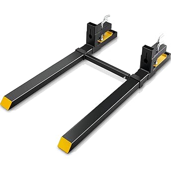 Pallet Forks 60" 4000 Lbs Max, Clamp On Tractor Bucket Forks With Adjustable Stabilizer Bar, Heavy Duty Front Loader Forks, Fork Attachment for Skid Steer, Loader Bucket