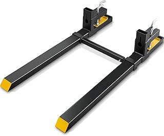 VEVOR Pallet Forks, 4000 lbs Clamp on Pallet Forks, 60" Total Length Heavy Duty Pallet Forks with Adjustable Stabilizer bar, Tractor Bucket Forks for Tractor Attachments, Skid Steer, Loader Bucket