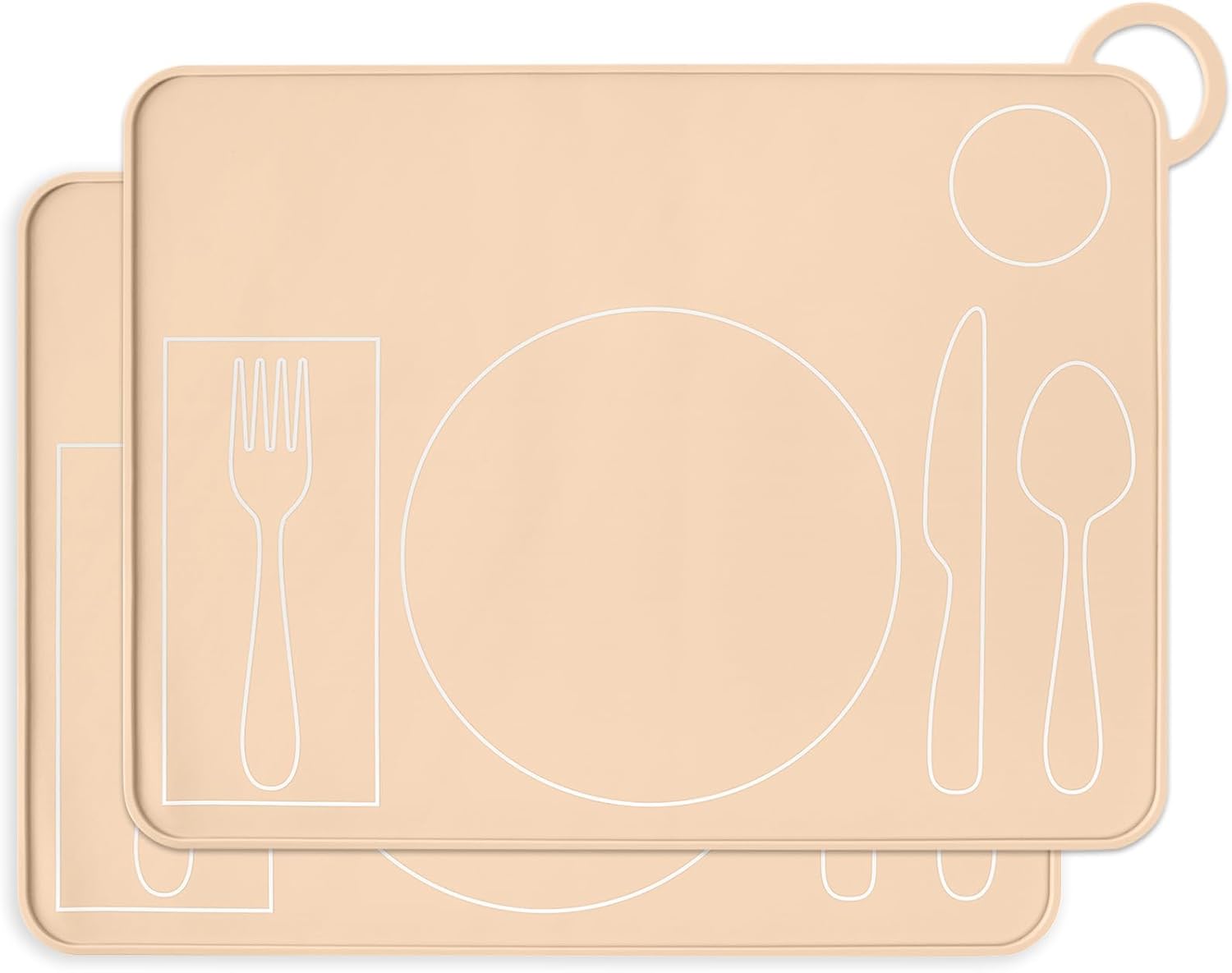 Kids Silicone Montessori Placemat for Toddlers | Children Plate Mat for Dining Table Setting | by Fire Rooster Kids (Peach, 2)
