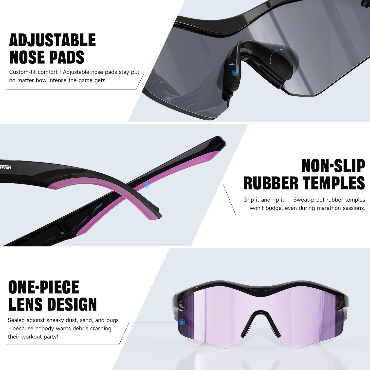 DEAFRAIN Sportowe okulary przeciwsłoneczne dla mężczyzn kobiet ochrona przed promieniowaniem UV okulary do biegania do baseballu kolarstwa wędkarskiego TR90 nietłukąca się oprawka