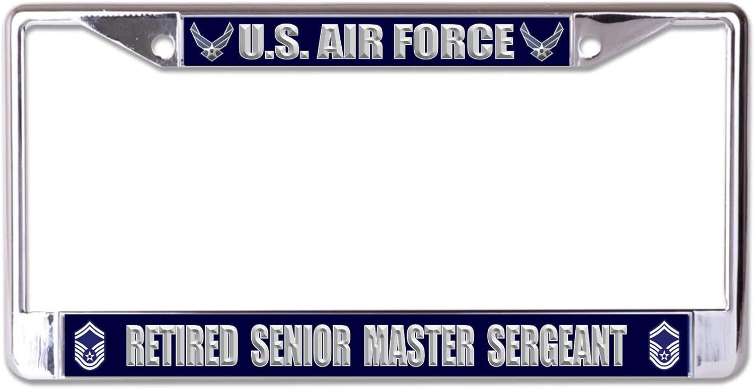 U.S. Air Force Retired Senior Master Sergeant Chrome License Plate Frame
