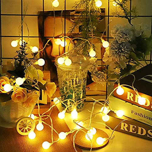 Image of Desidiya 16 Snowball LED Curtain String Window Lights Indoor /Outdoor Decoration for Diwali, Christmas, Wedding, Party, Home, Patio Lawn with Corded Electric Plug Supply (Warm White - Pack of 1)