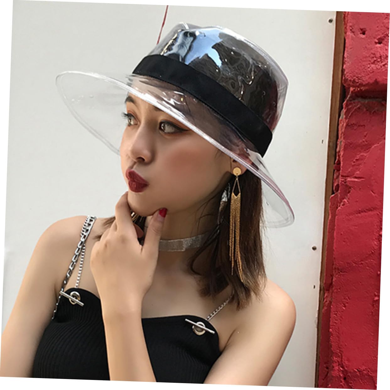 Cappello da Trasparente in PVC Unisex Protezione per Sole e Pioggia per Escursionismo e Attività Outdoor
