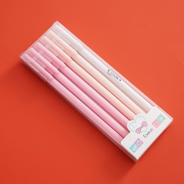 Rollerball Pens 6 Pack Morandi Color, Gel Black Ink Pens Set,Retractable Cute Creative Student Pen,Kids Girl Women School Office Supplies Gift,Novelty Stationery (Pink)