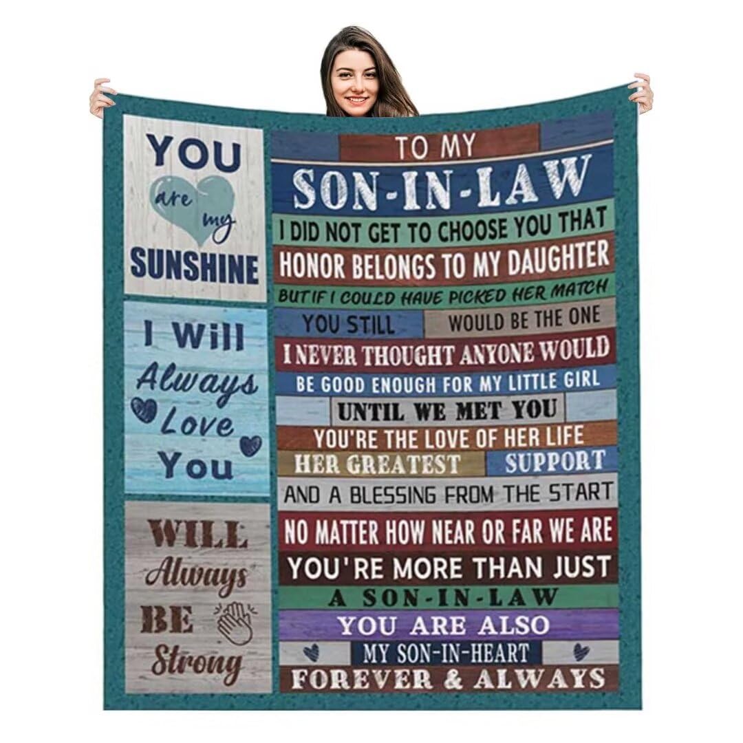 Aevmsor Son in Law Gifts from Mother in Law, Gifts for Son in Law Throw Blanket, Ultra-Soft Throw Blanket for Bed Sofa, Son in Law Gift Ideas for Christmas Wedding Anniversary Father's Day