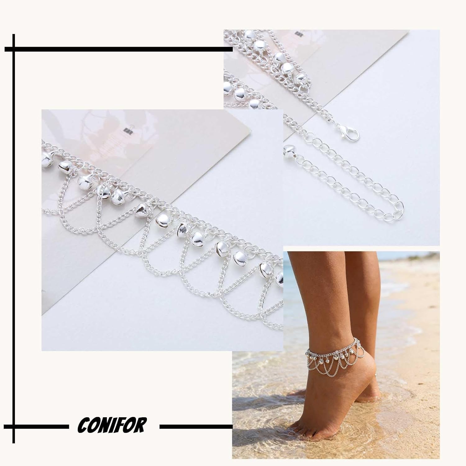 Boho Gold Bell Anklet Bracelet Jingle Bell Anklet Gypsy Bead Anklets Tassel Foot Chain Anklets Adjustable Beaded Jewelry for Women - Image 6