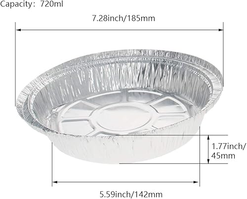 Miniatura 4 de Othmro Contenedores de alimentos de papel de aluminio de 7.3 x 1.8 pulgadas (DiaxH), sartenes desechables para llevar, 30 sartenes redondas de papel